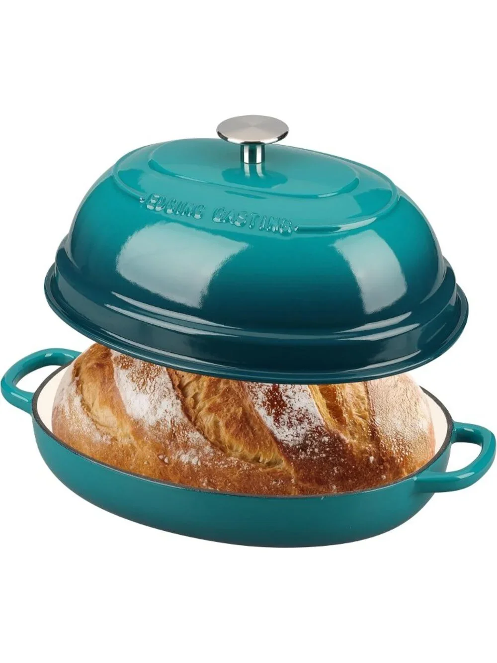 Darkcyan 6QT Oval Cast Iron Dutch Oven Pot with Lid Bread Dutch Oven Baking Pan
